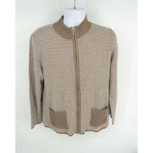 Karen Scott Women's Zip PXL Chestnut Cardigan Sweater NWT $49.50